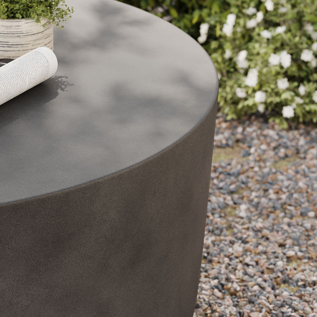 Brion Round Indoor - Outdoor Patio Concrete Coffee Table - Gray