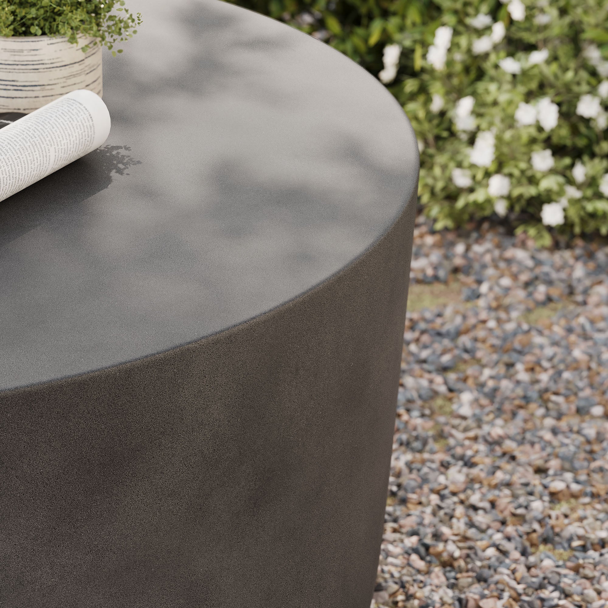 Brion Round Indoor - Outdoor Patio Concrete Coffee Table - Gray