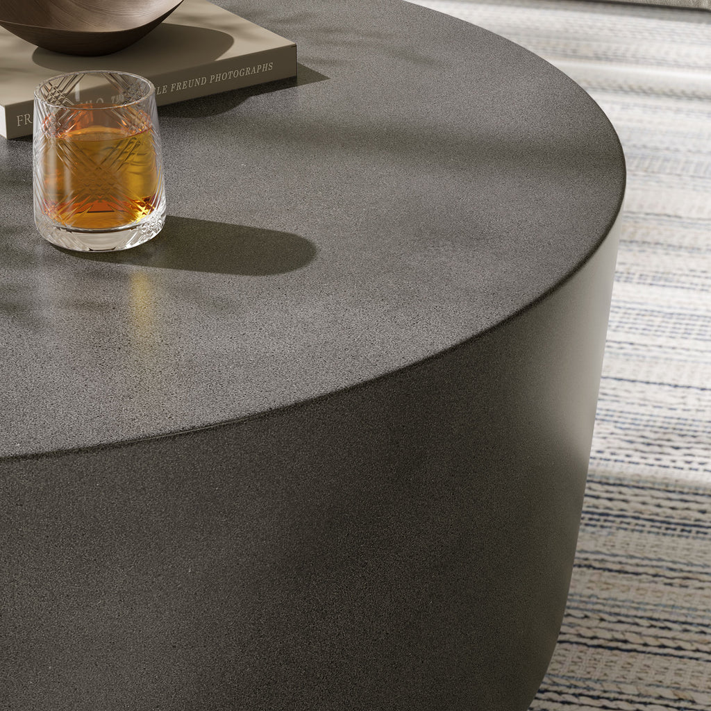 Brion Round Indoor - Outdoor Patio Concrete Coffee Table - Gray