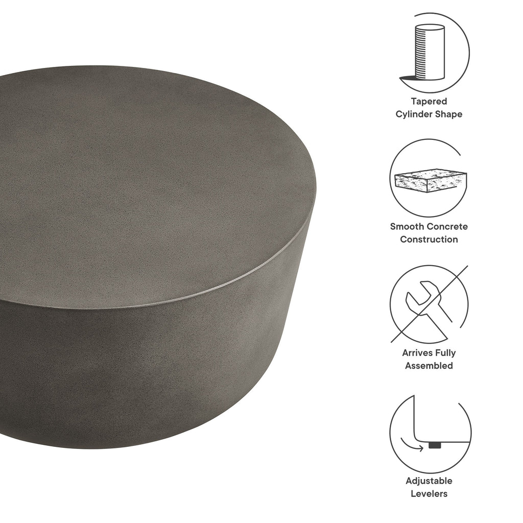 Brion Round Indoor - Outdoor Patio Concrete Coffee Table - Gray