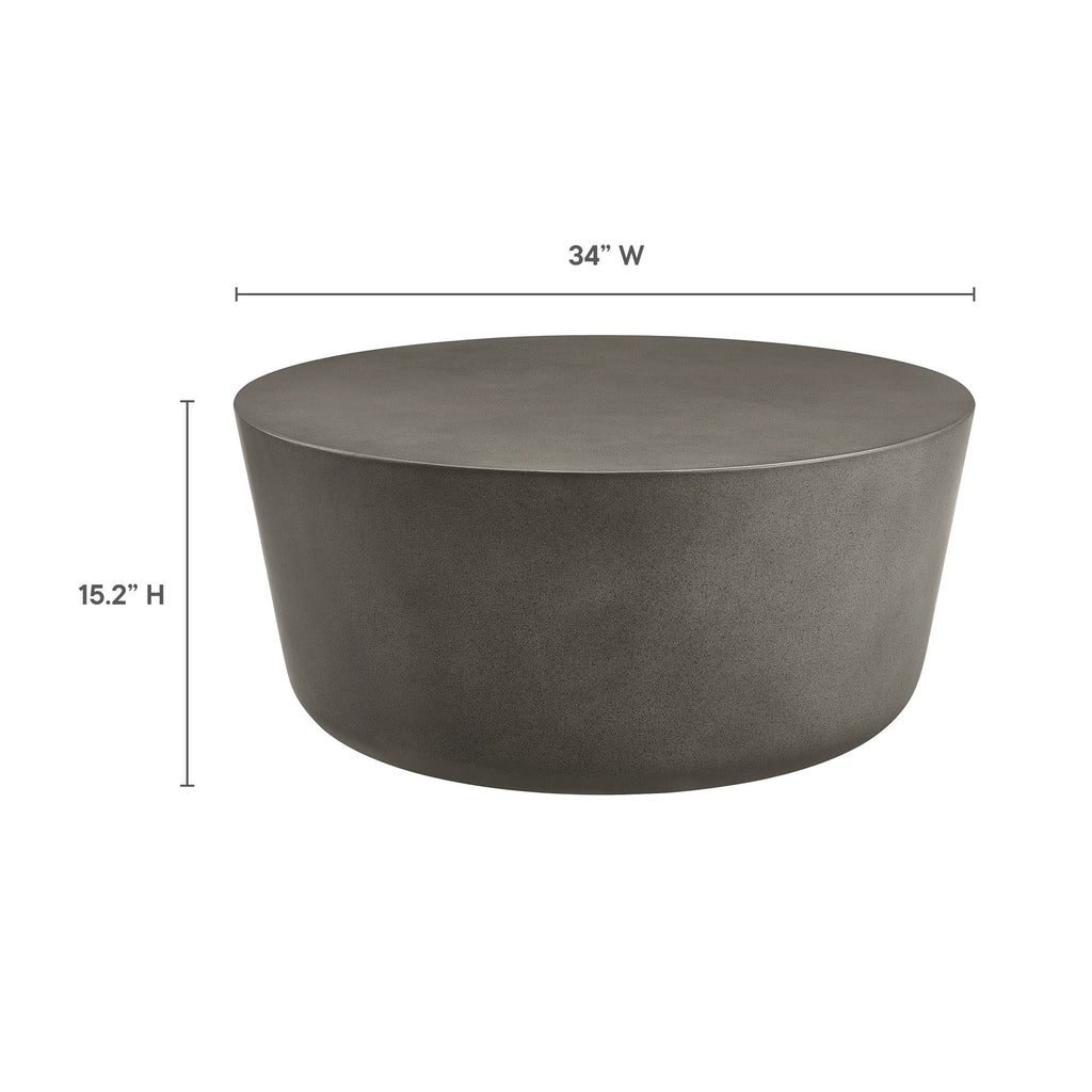 Brion Round Indoor - Outdoor Patio Concrete Coffee Table - Gray