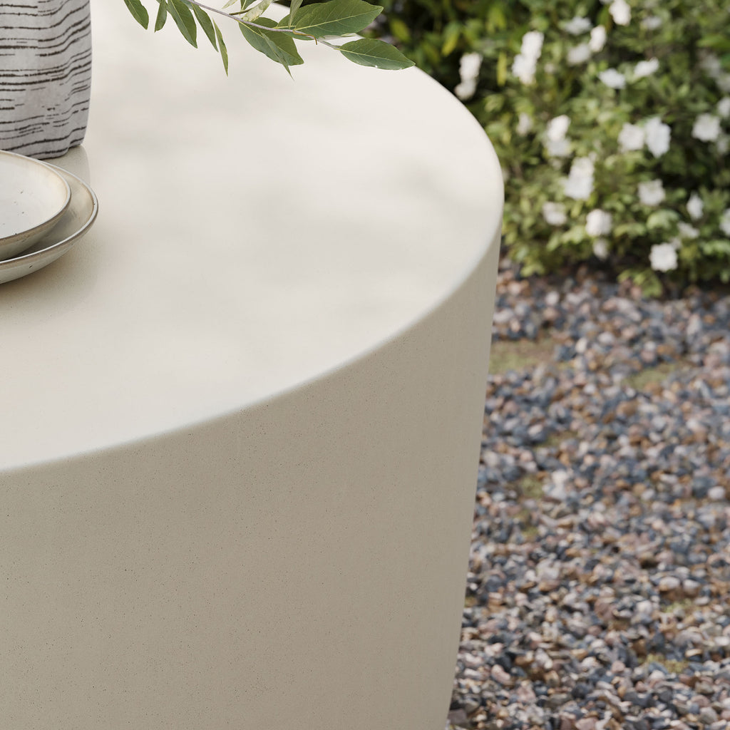Brion Round Indoor - Outdoor Patio Concrete Coffee Table - White
