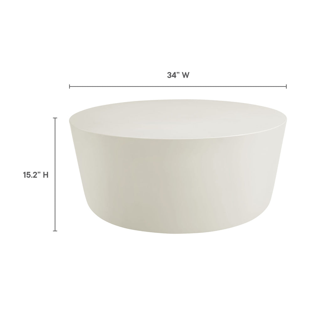 Brion Round Indoor - Outdoor Patio Concrete Coffee Table - White