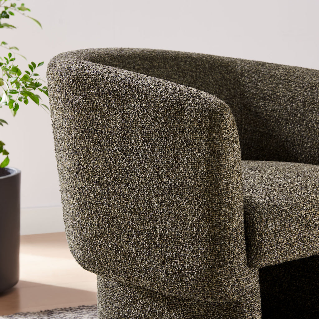 Muse Boucle Fabric Barrel Accent Chair - Antique