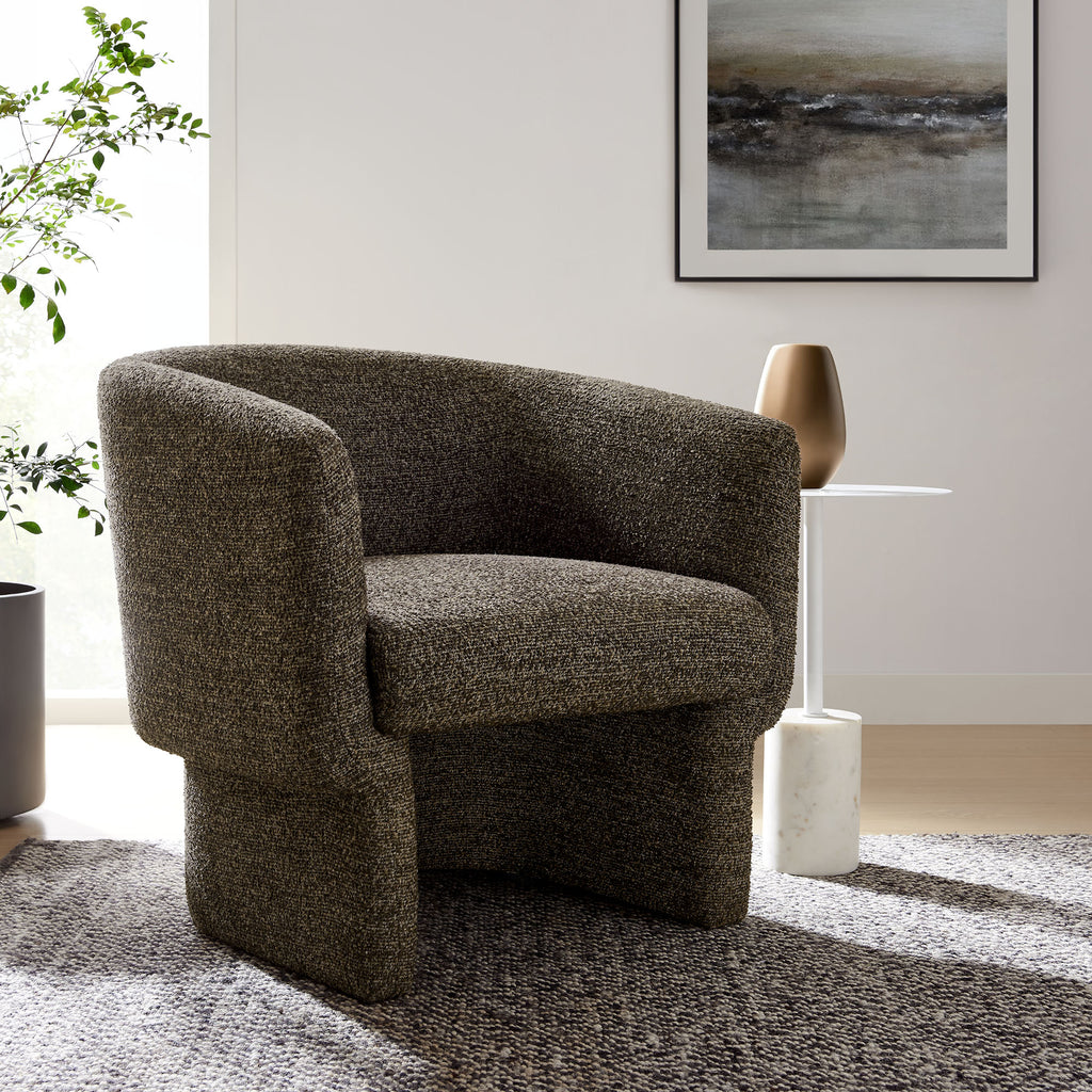 Muse Boucle Fabric Barrel Accent Chair - Antique