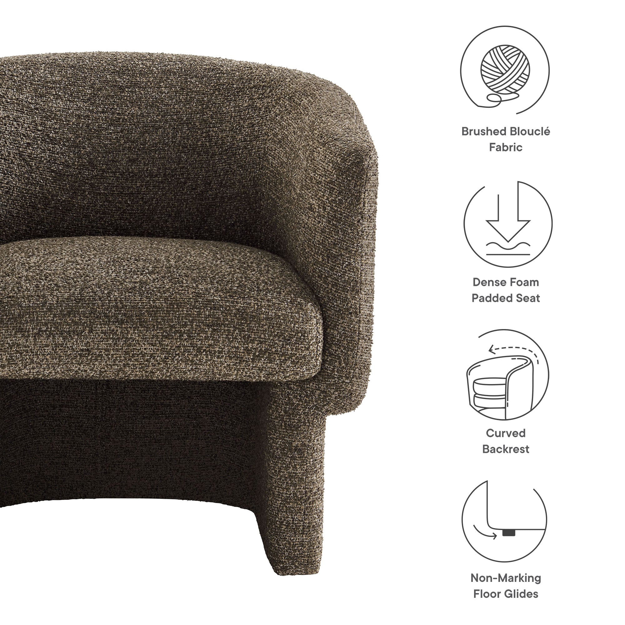 Muse Boucle Fabric Barrel Accent Chair - Antique