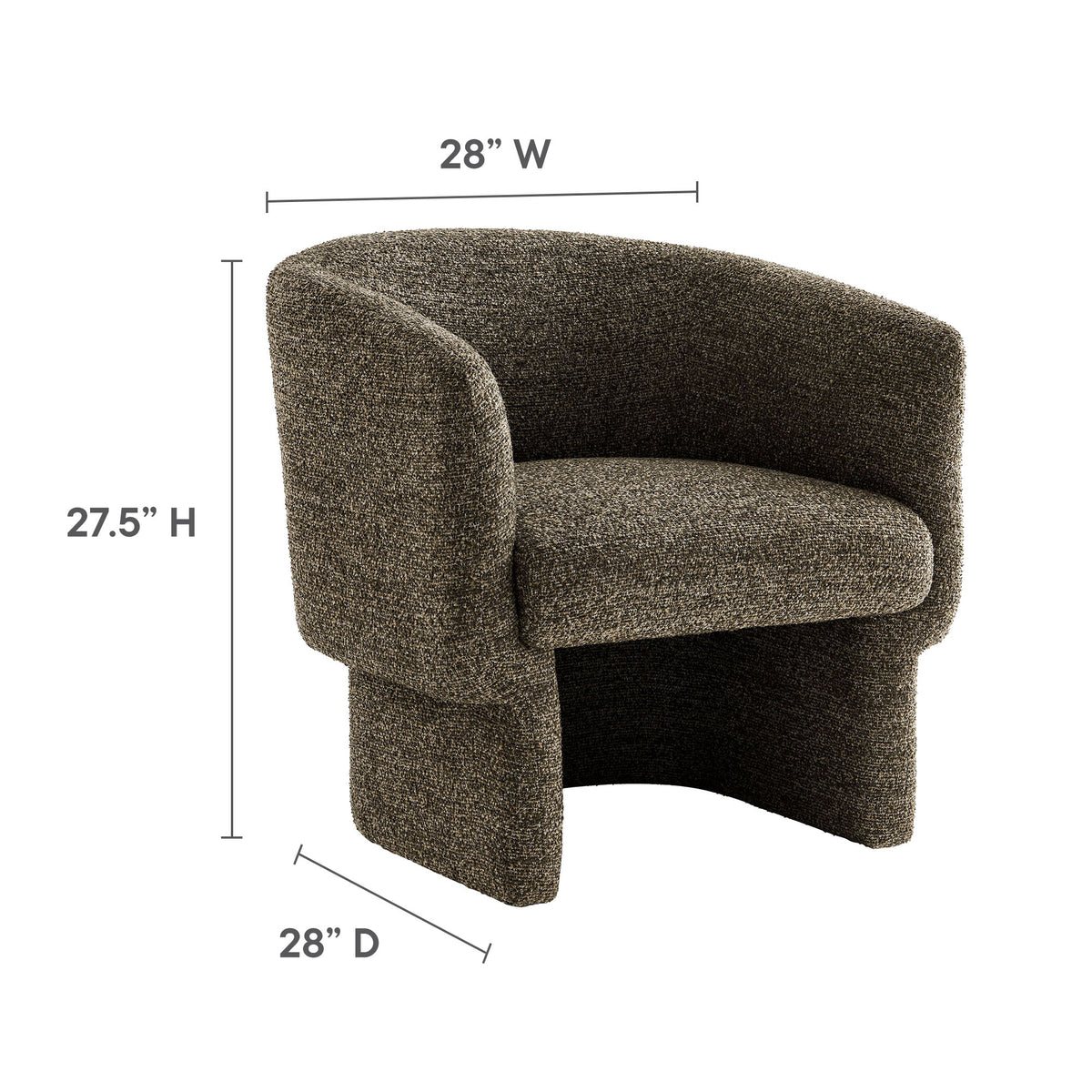 Muse Boucle Fabric Barrel Accent Chair - Antique