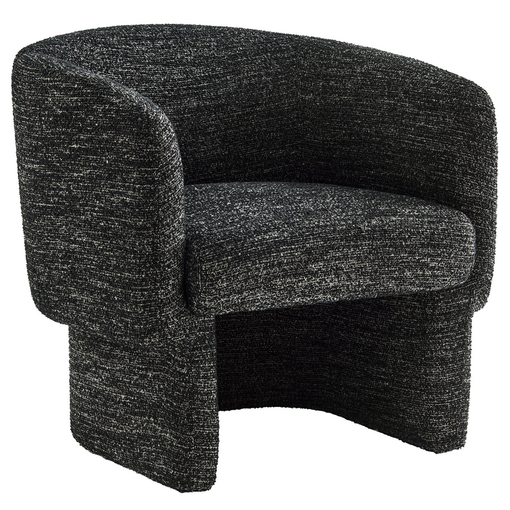 Muse Boucle Fabric Barrel Accent Chair - Charcoal