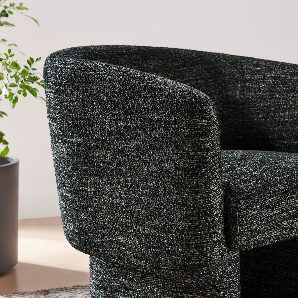 Muse Boucle Fabric Barrel Accent Chair - Charcoal