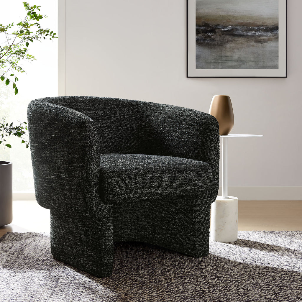 Muse Boucle Fabric Barrel Accent Chair - Charcoal