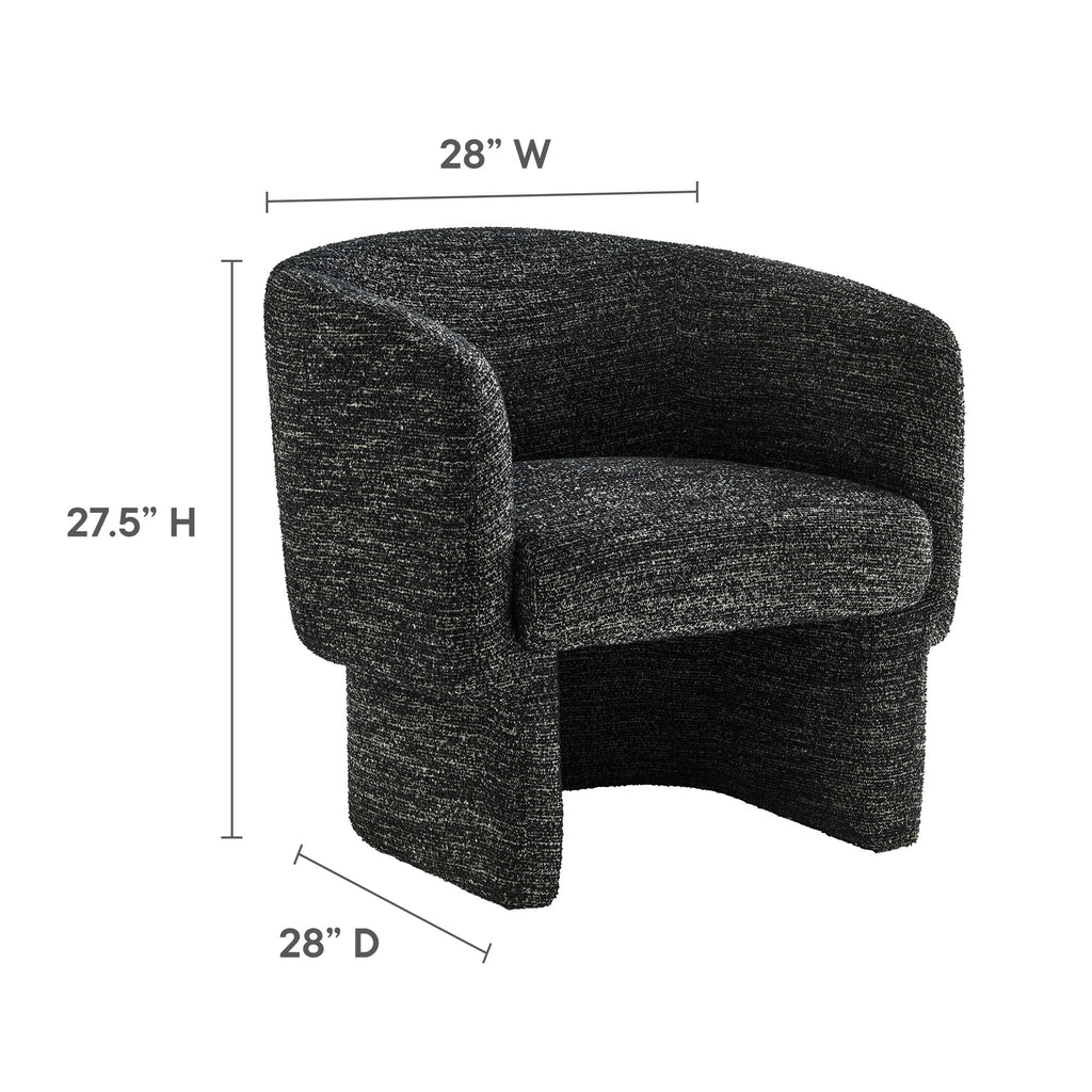 Muse Boucle Fabric Barrel Accent Chair - Charcoal