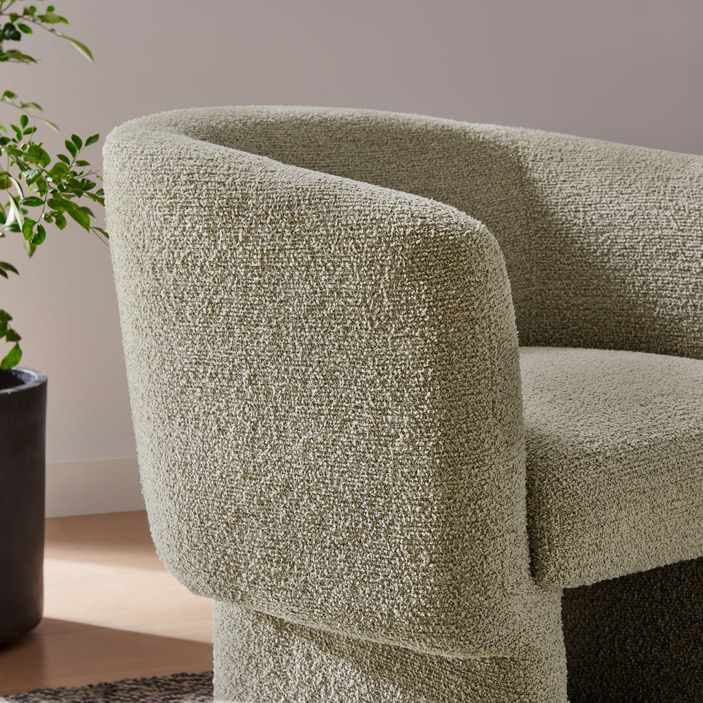 Muse Boucle Fabric Barrel Accent Chair - Cork