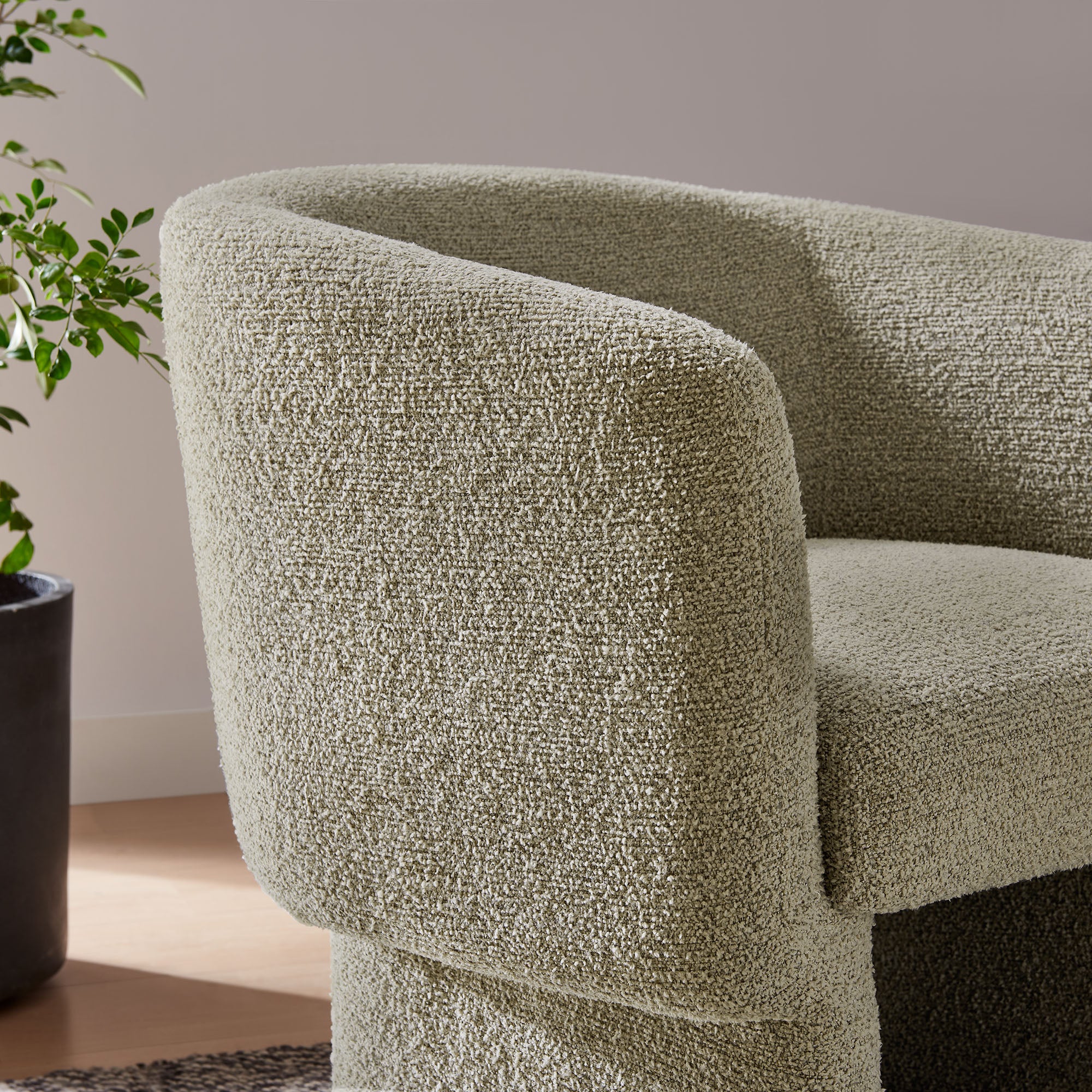 Muse Boucle Fabric Barrel Accent Chair - Cork