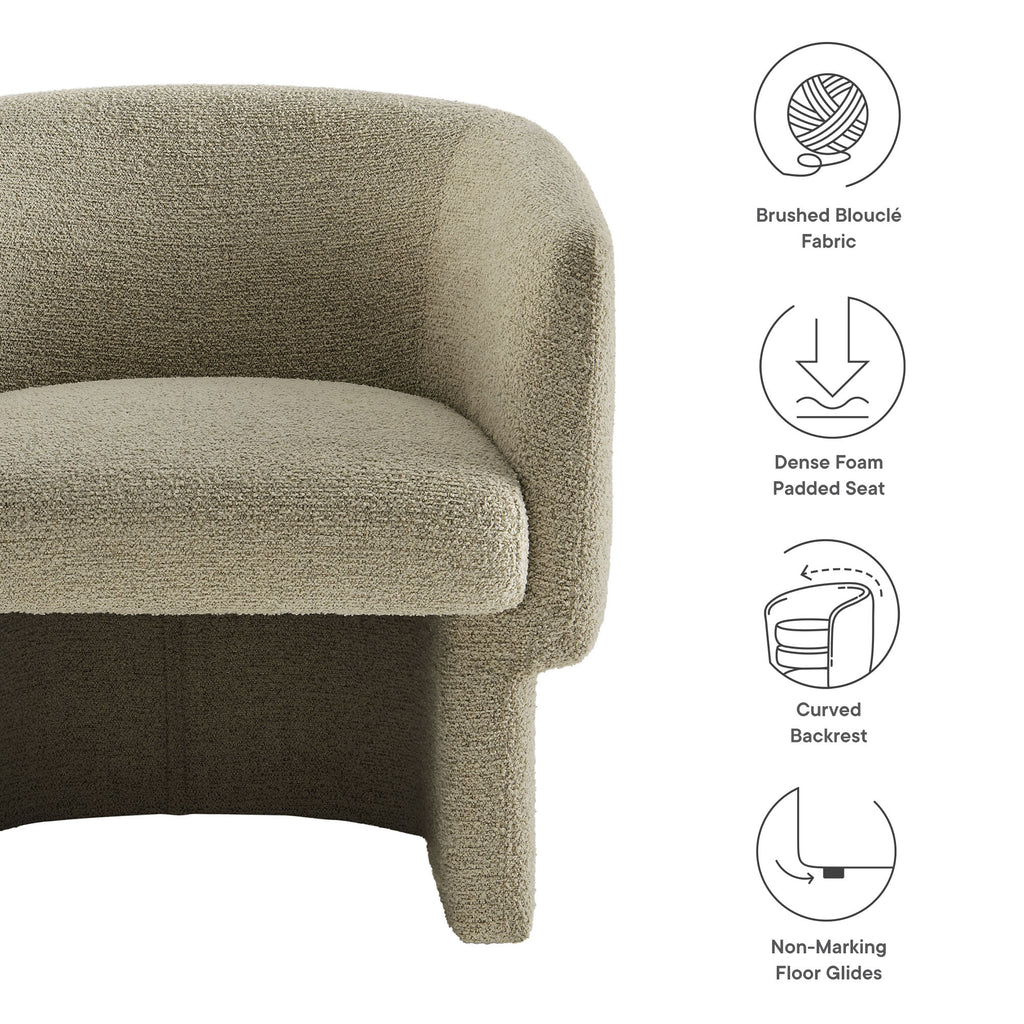Muse Boucle Fabric Barrel Accent Chair - Cork