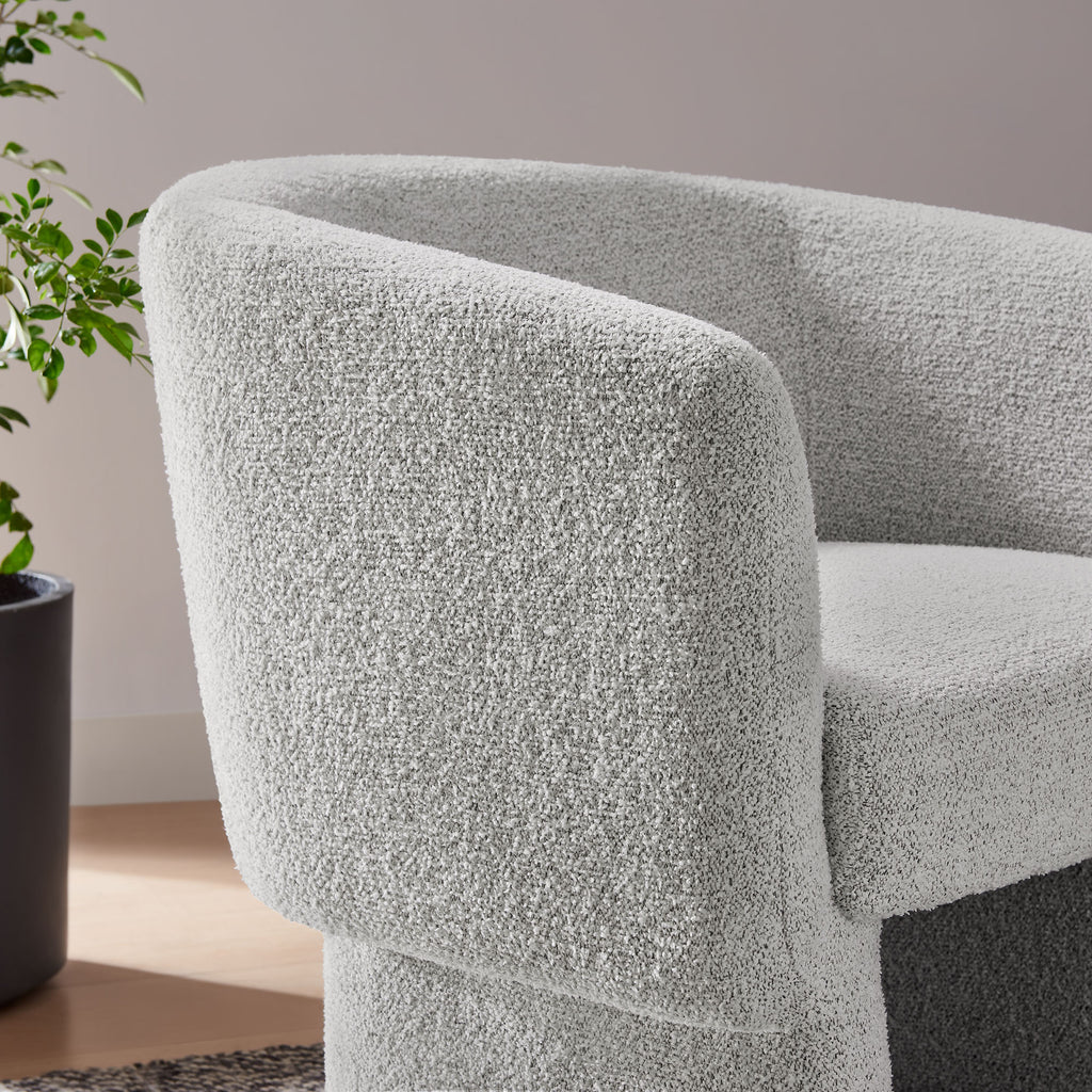 Muse Boucle Fabric Barrel Accent Chair - Newsprint