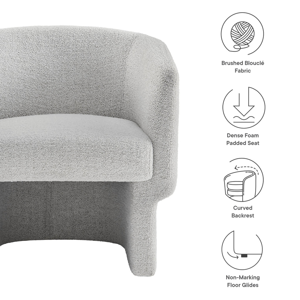 Muse Boucle Fabric Barrel Accent Chair - Newsprint