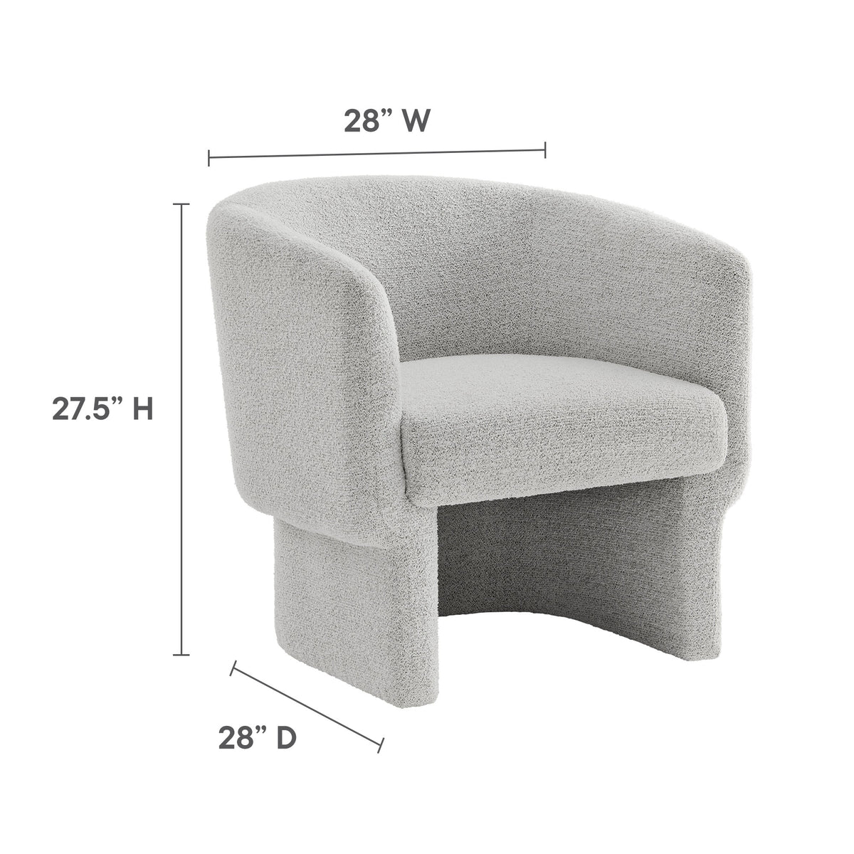 Muse Boucle Fabric Barrel Accent Chair - Newsprint