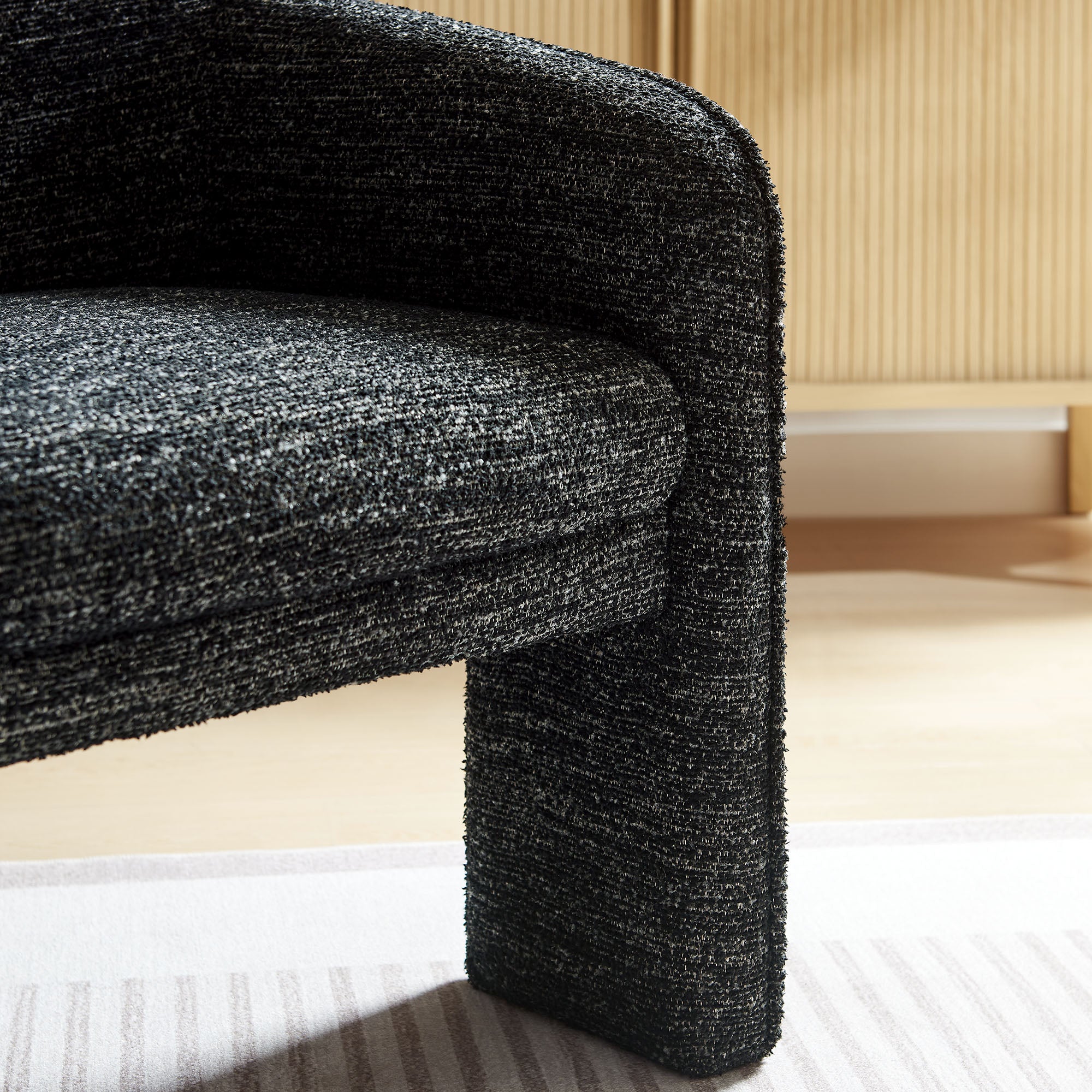 Greer Boucle Fabric Upholstered Accent Armchair - Charcoal