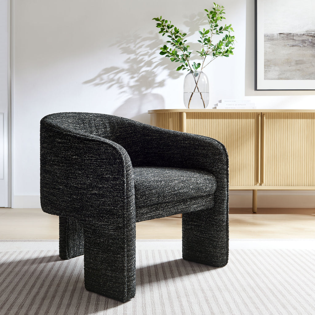 Greer Boucle Fabric Upholstered Accent Armchair - Charcoal