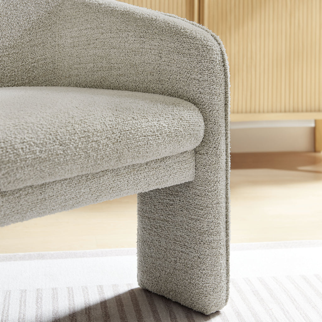 Greer Boucle Fabric Upholstered Accent Armchair - Parchment