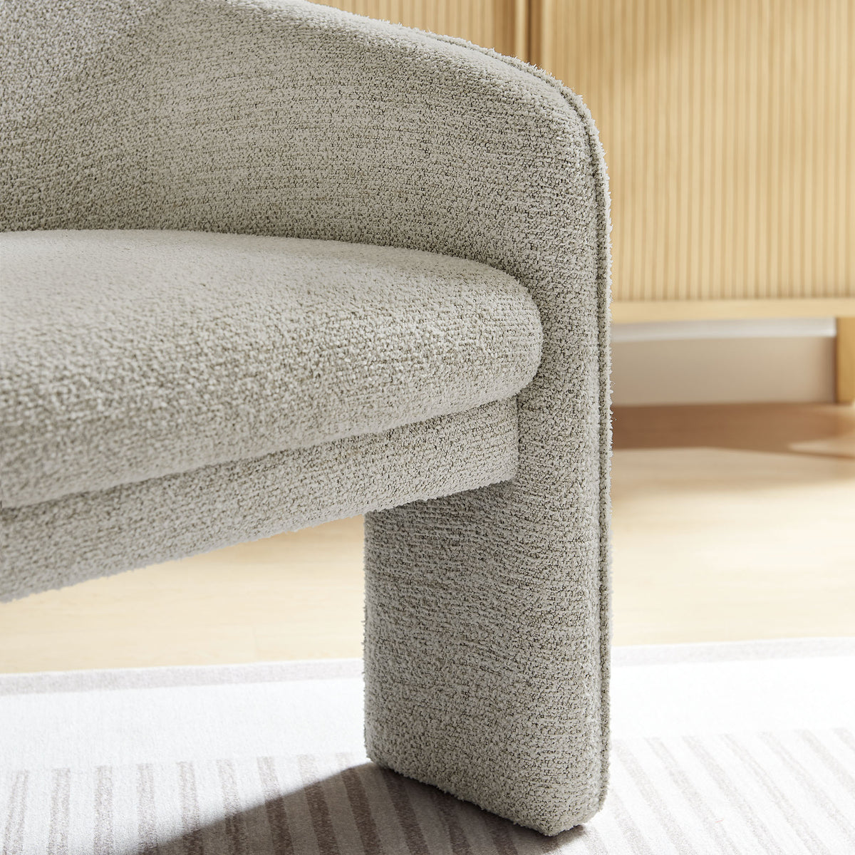 Greer Boucle Fabric Upholstered Accent Armchair - Parchment