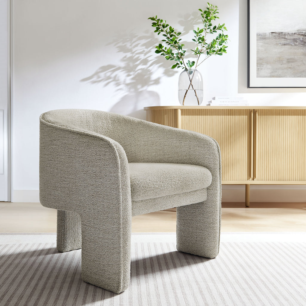 Greer Boucle Fabric Upholstered Accent Armchair - Parchment