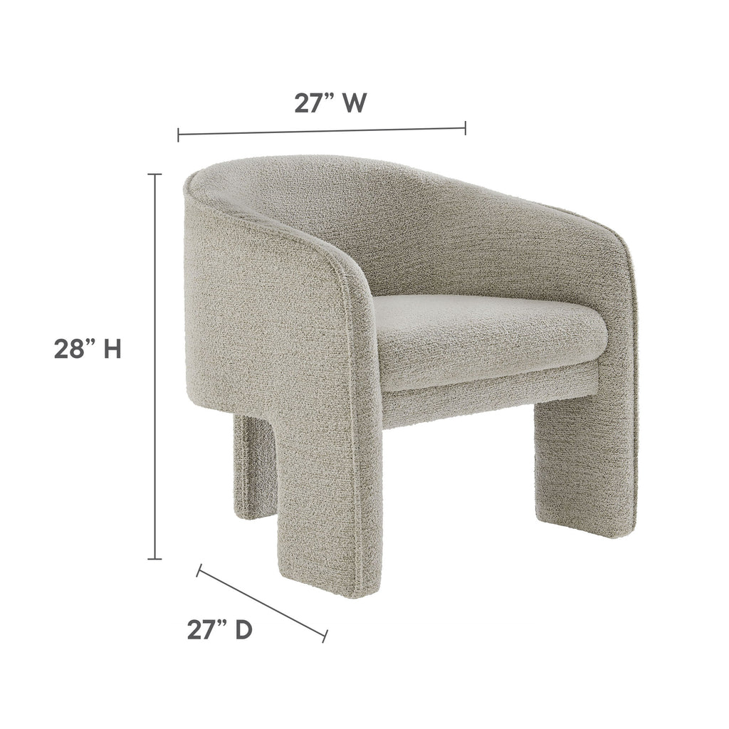 Greer Boucle Fabric Upholstered Accent Armchair - Parchment