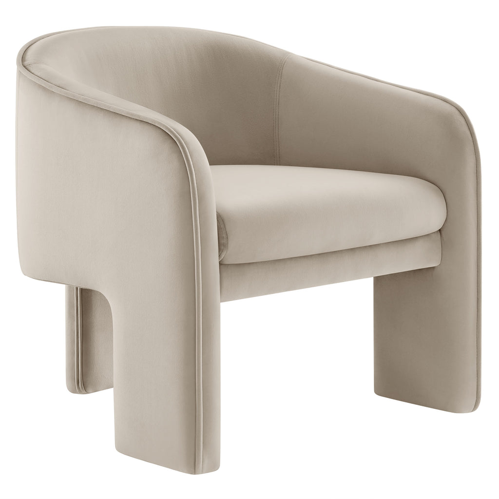 Greer Performance Velvet Upholstered Accent Armchair - Almond