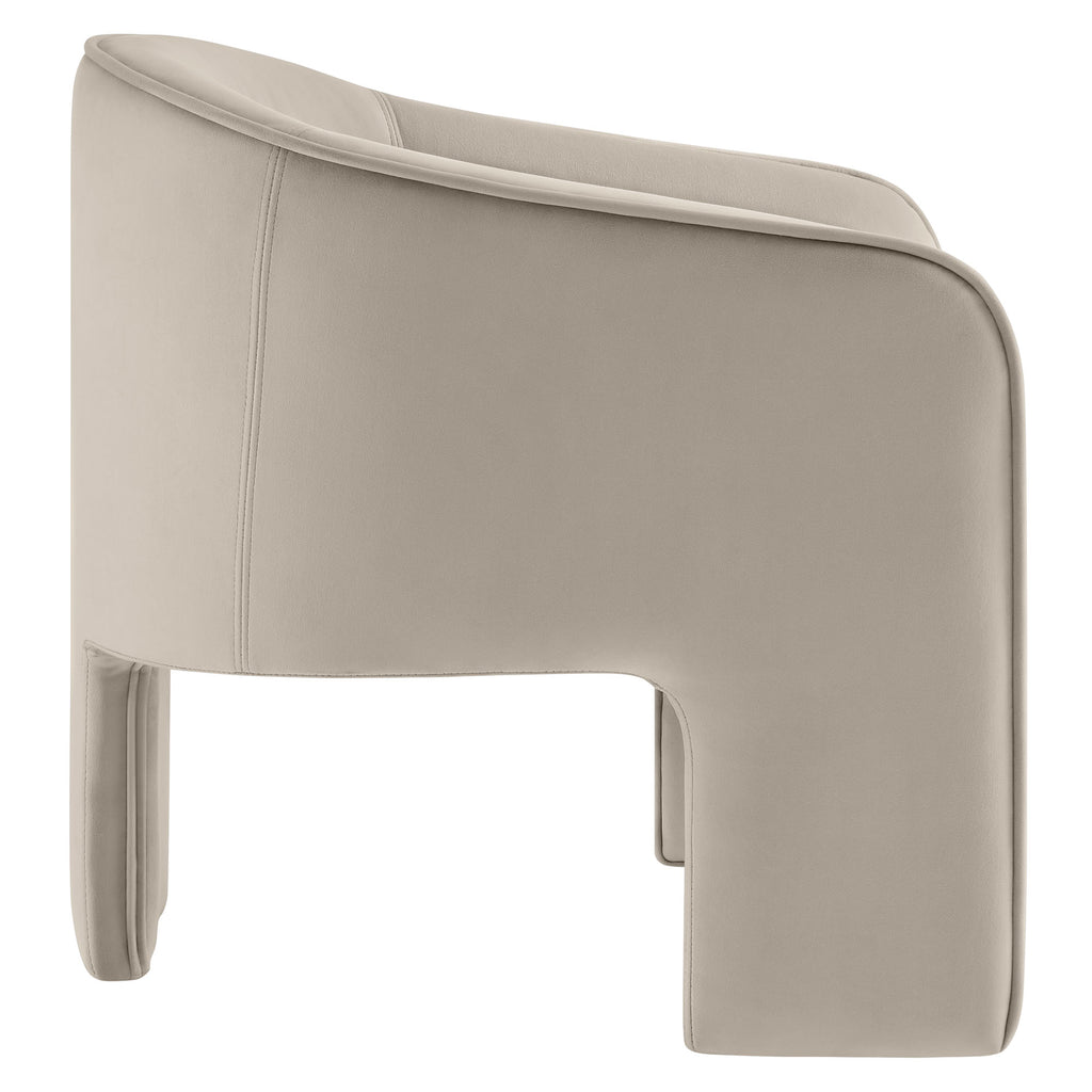 Greer Performance Velvet Upholstered Accent Armchair - Almond