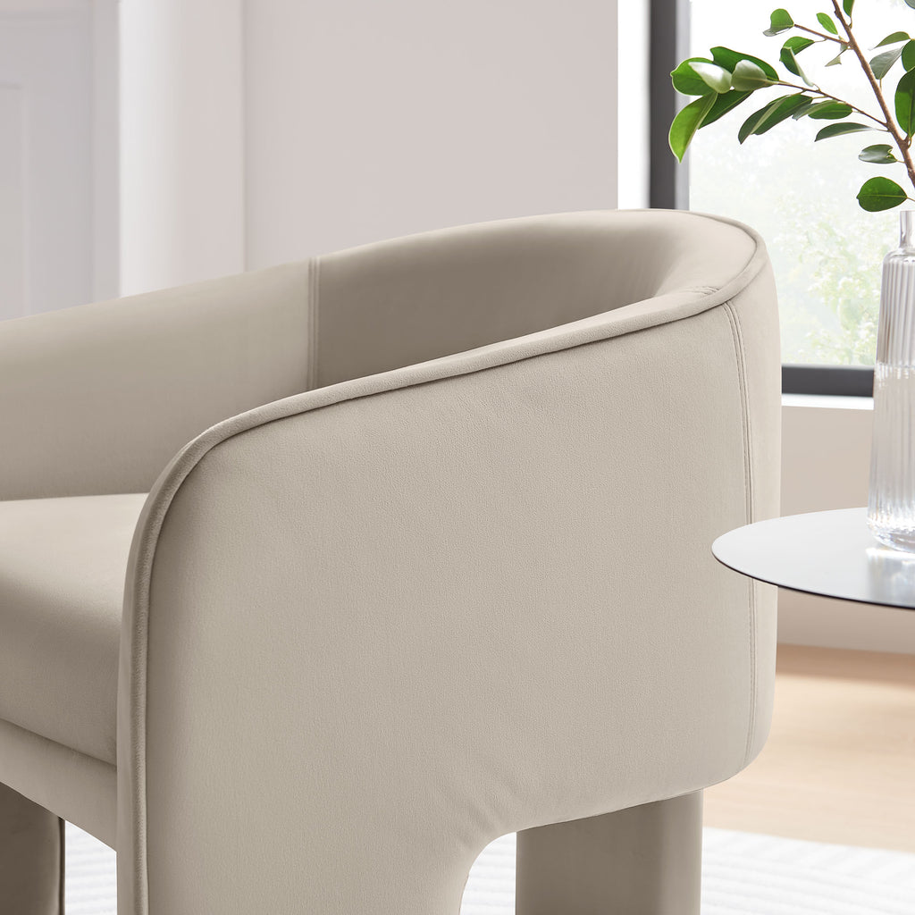 Greer Performance Velvet Upholstered Accent Armchair - Almond