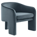 Greer Performance Velvet Upholstered Accent Armchair - Cadet Blue