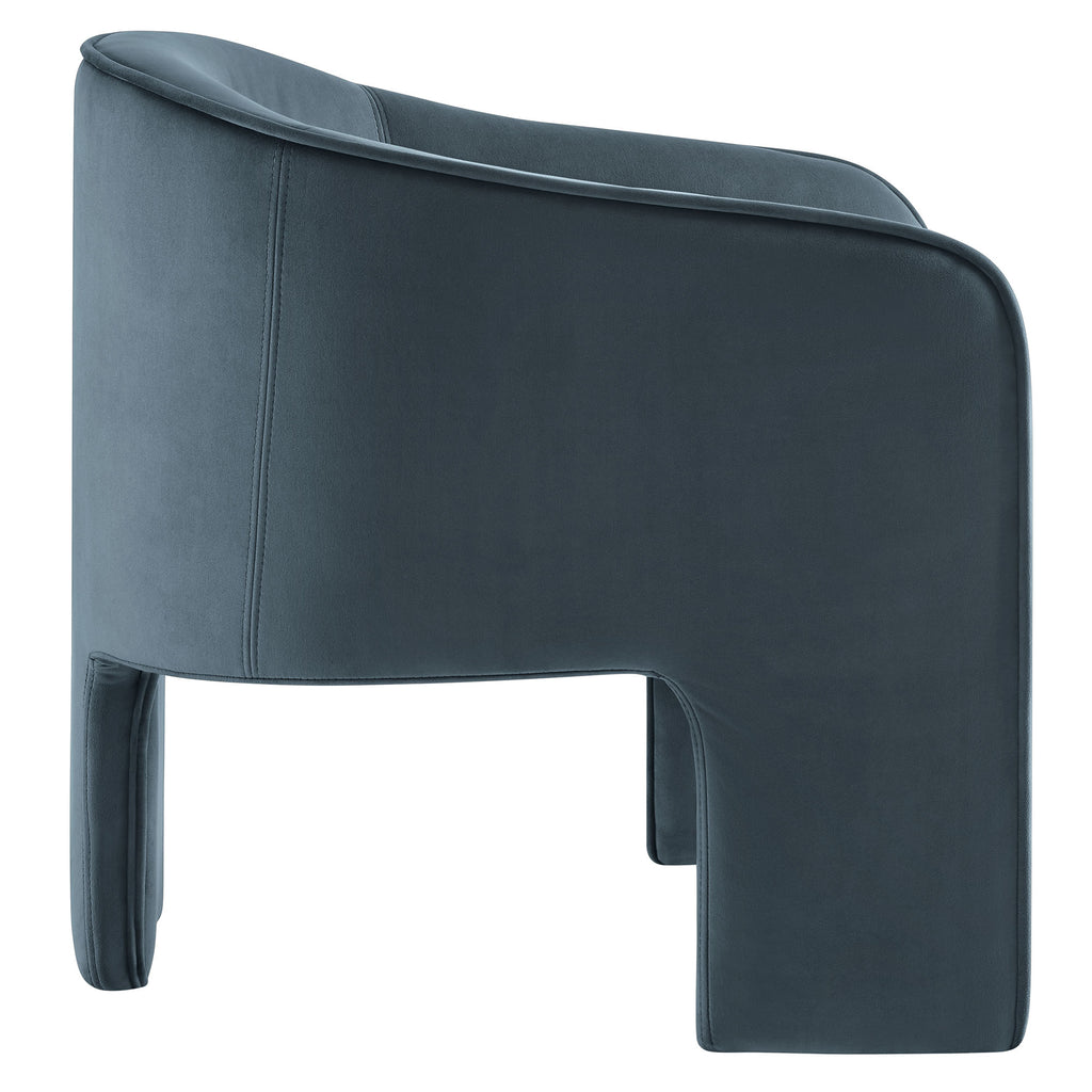 Greer Performance Velvet Upholstered Accent Armchair - Cadet Blue