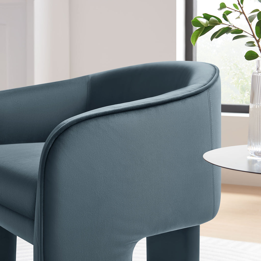 Greer Performance Velvet Upholstered Accent Armchair - Cadet Blue