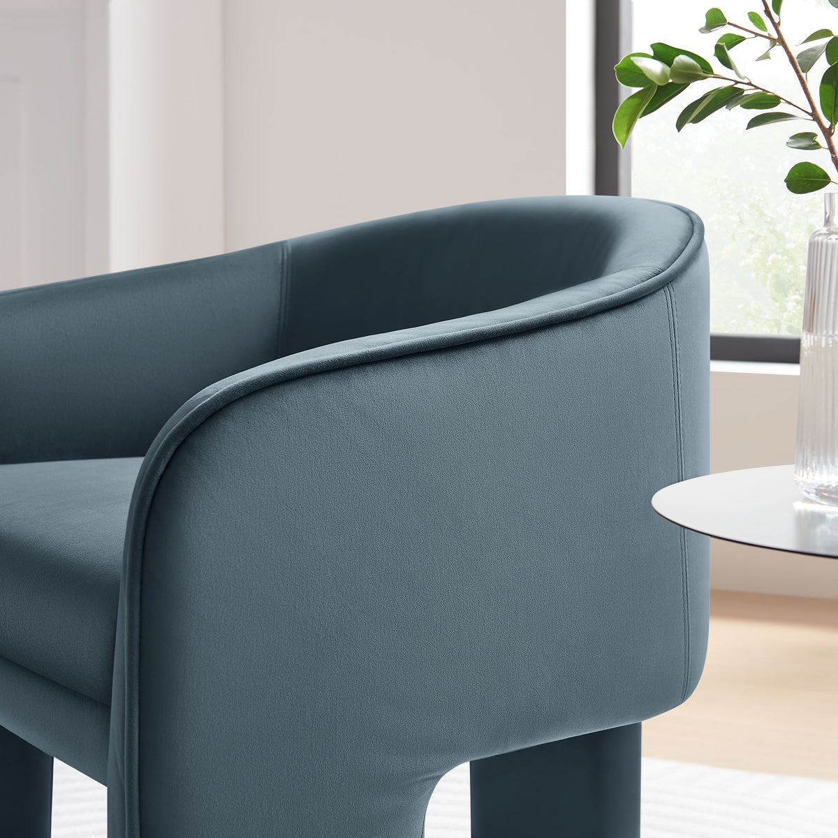 Greer Performance Velvet Upholstered Accent Armchair - Cadet Blue
