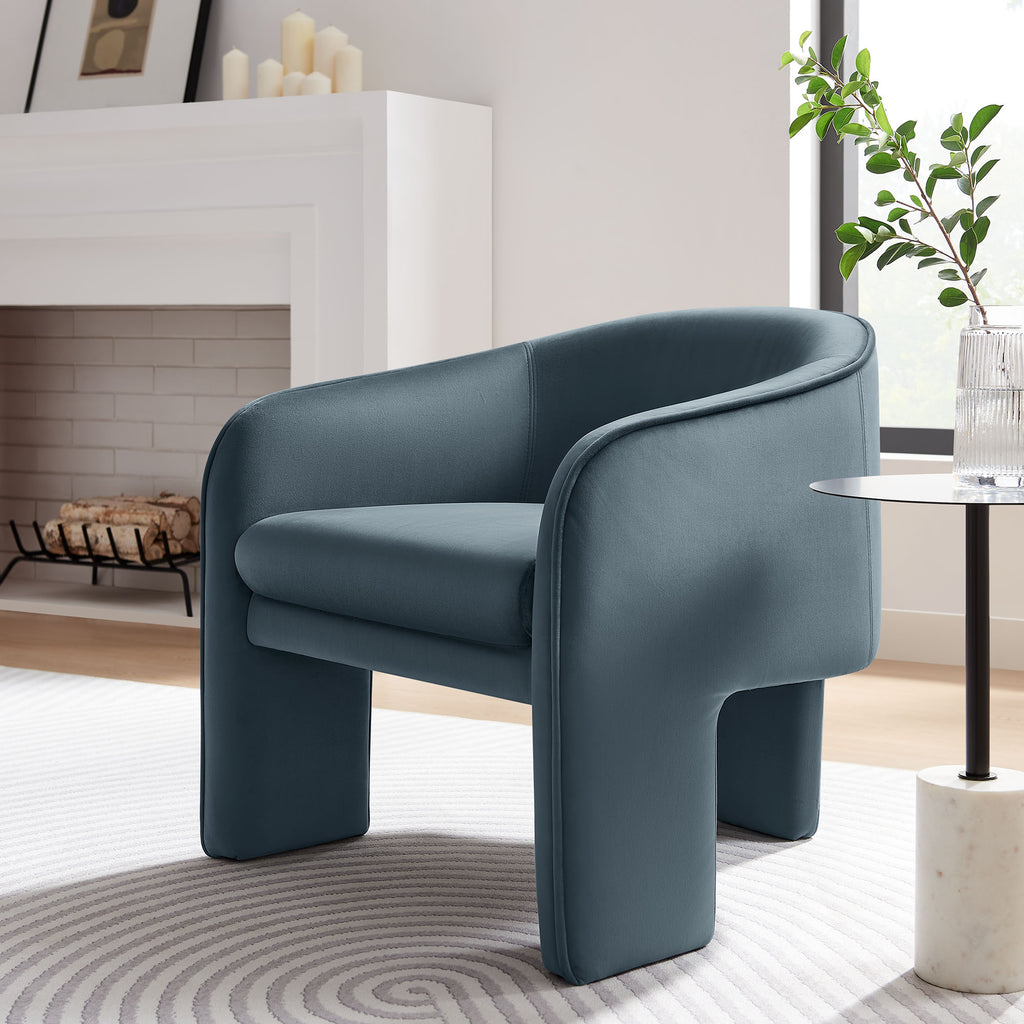 Greer Performance Velvet Upholstered Accent Armchair - Cadet Blue