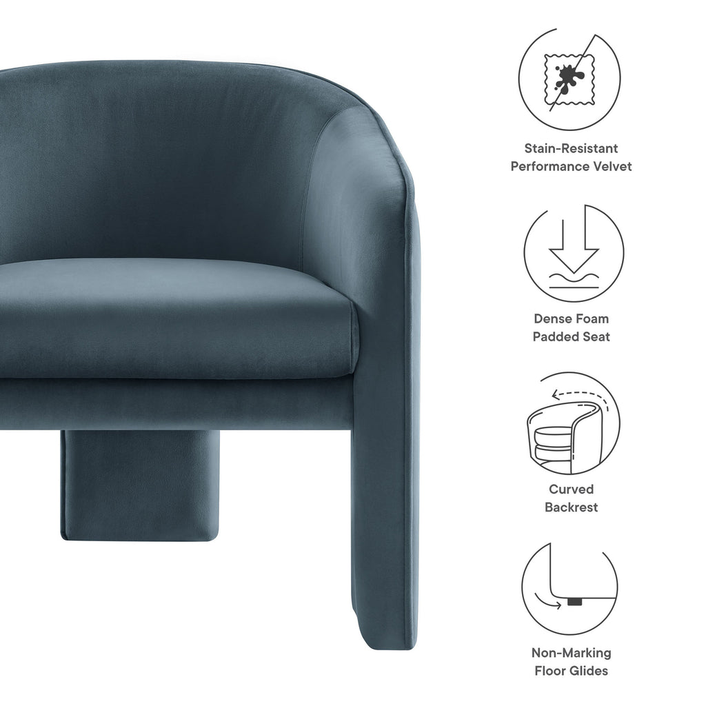 Greer Performance Velvet Upholstered Accent Armchair - Cadet Blue