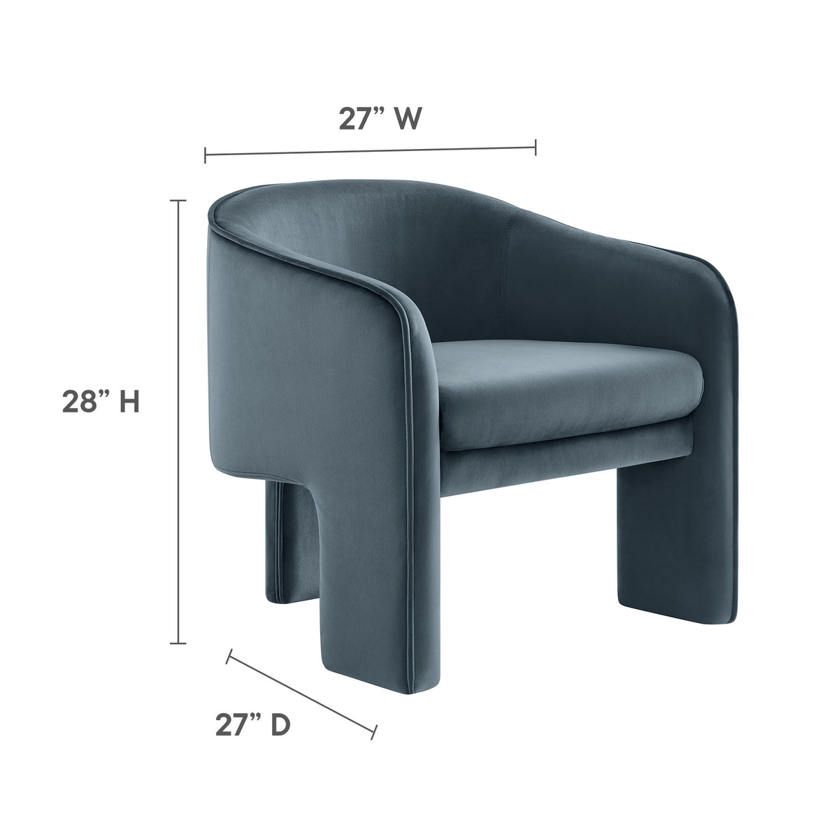 Greer Performance Velvet Upholstered Accent Armchair - Cadet Blue