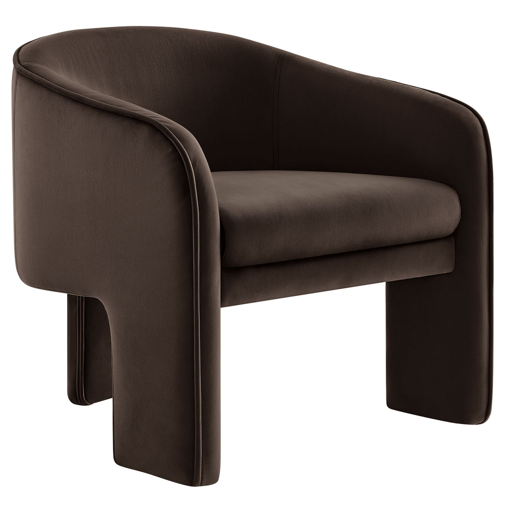 Greer Performance Velvet Upholstered Accent Armchair - Chocolate Brown