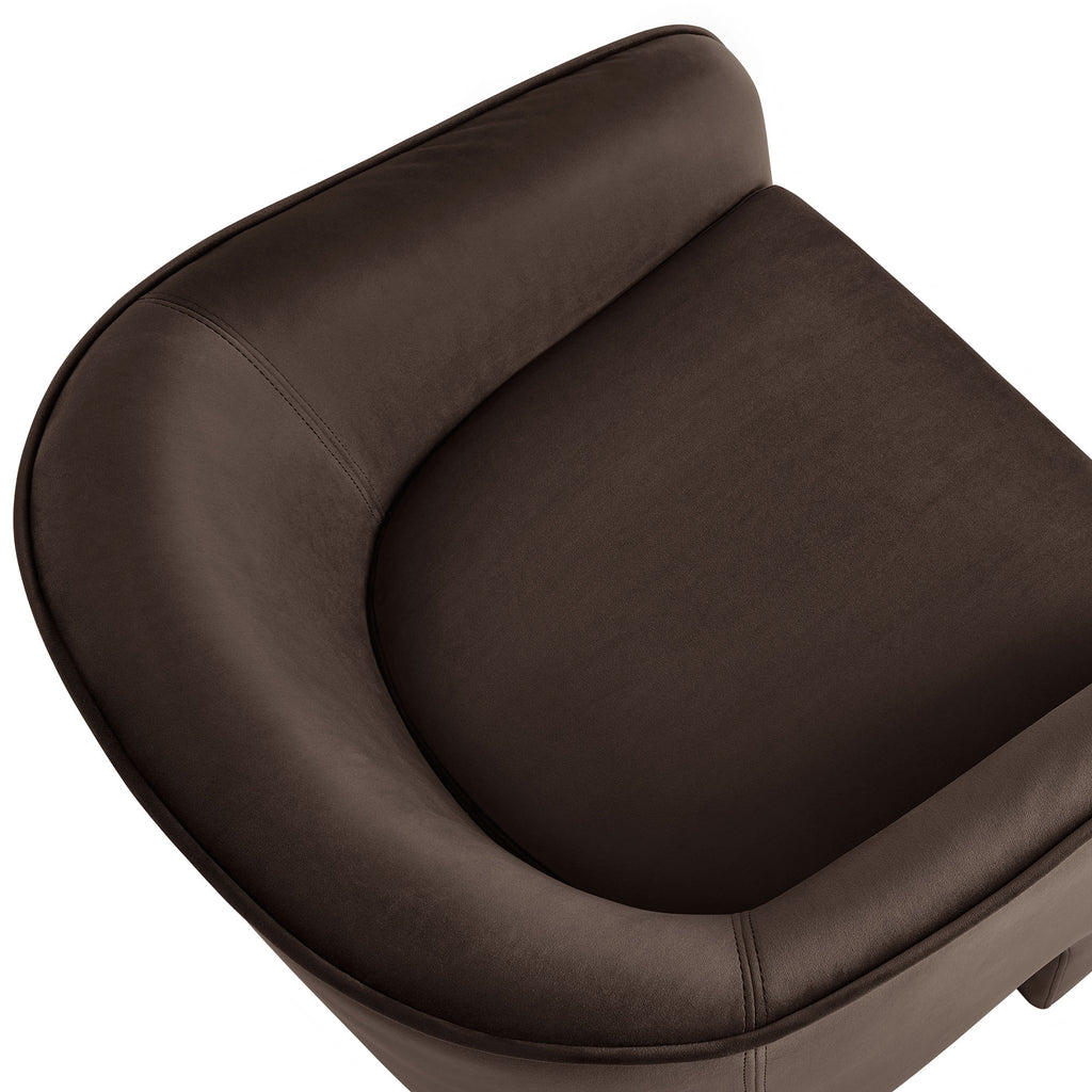 Greer Performance Velvet Upholstered Accent Armchair - Chocolate Brown