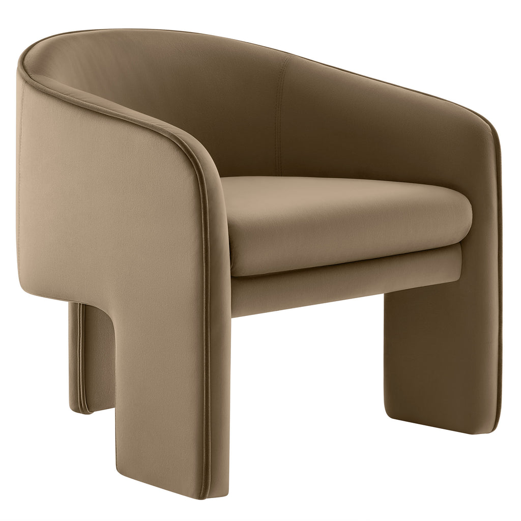 Greer Performance Velvet Upholstered Accent Armchair - Taupe