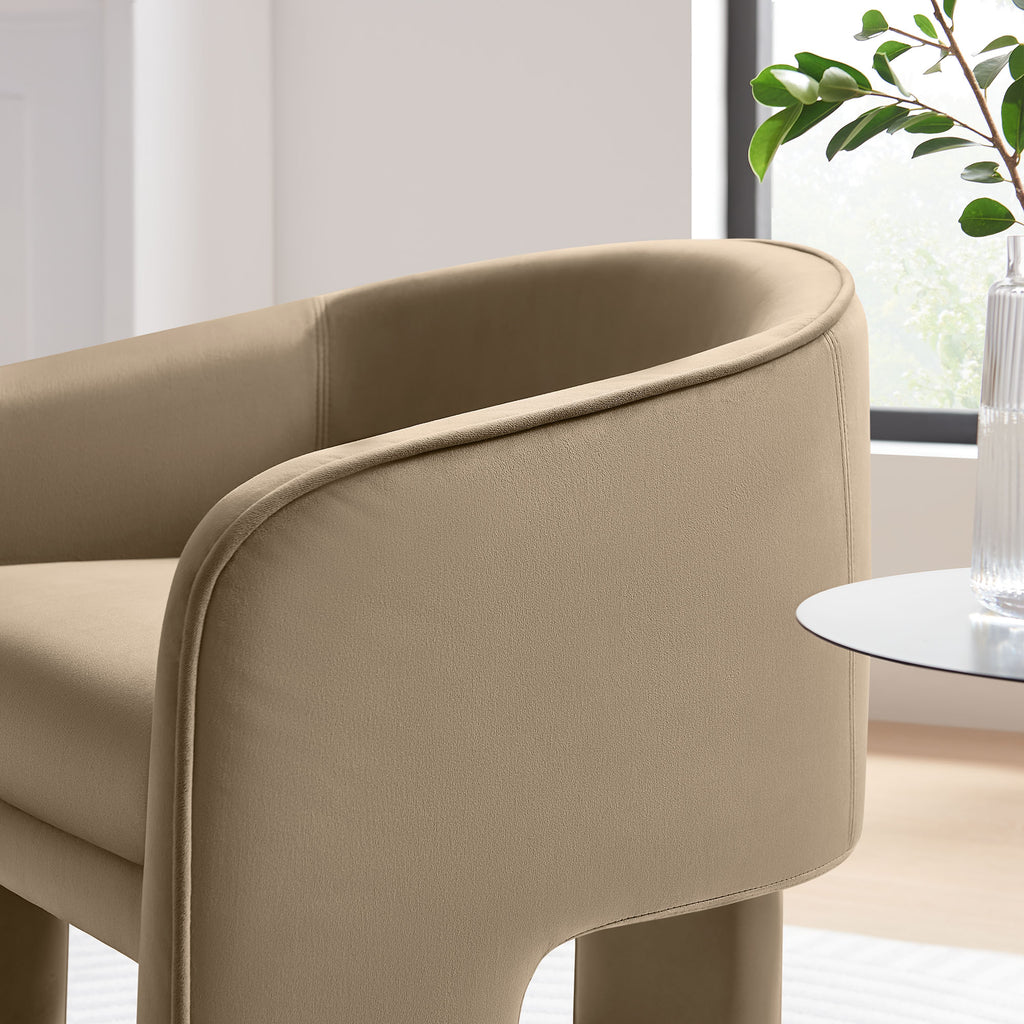 Greer Performance Velvet Upholstered Accent Armchair - Taupe