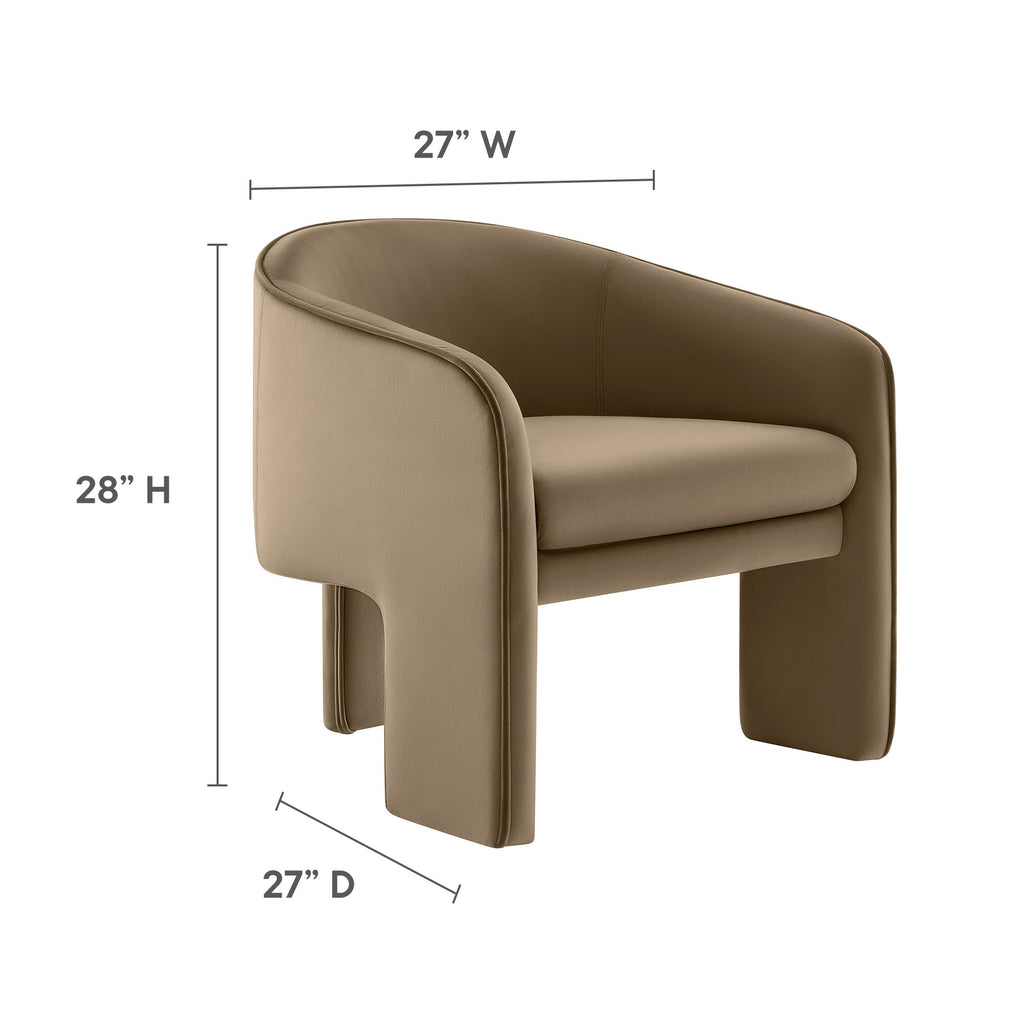 Greer Performance Velvet Upholstered Accent Armchair - Taupe
