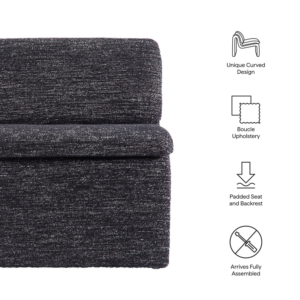 Lume Boucle Upholstered Armless Accent Chair - Charcoal