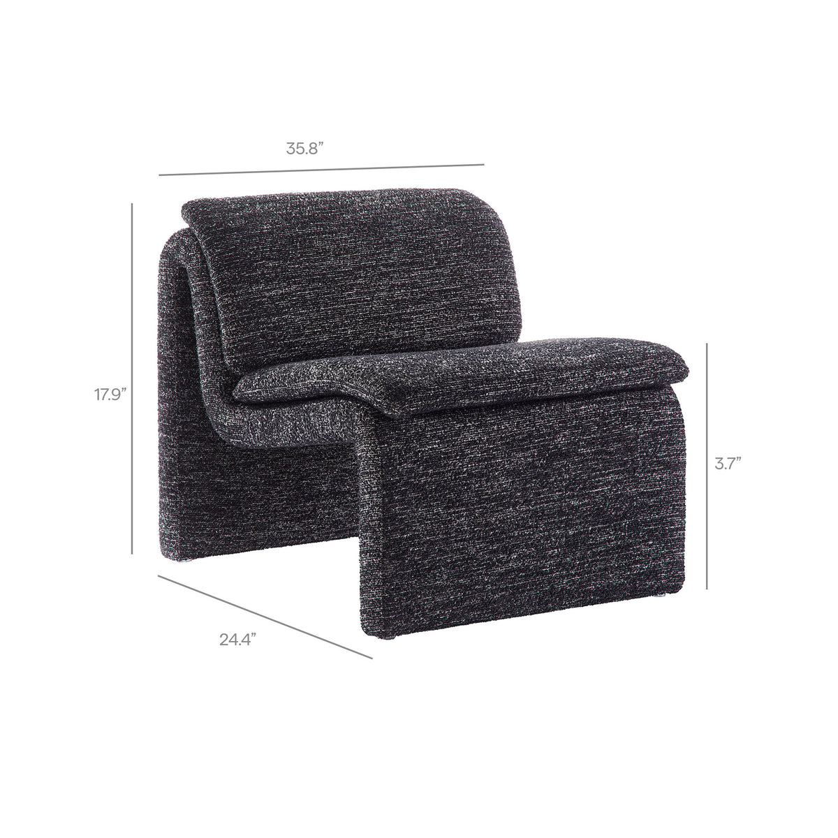 Lume Boucle Upholstered Armless Accent Chair - Charcoal