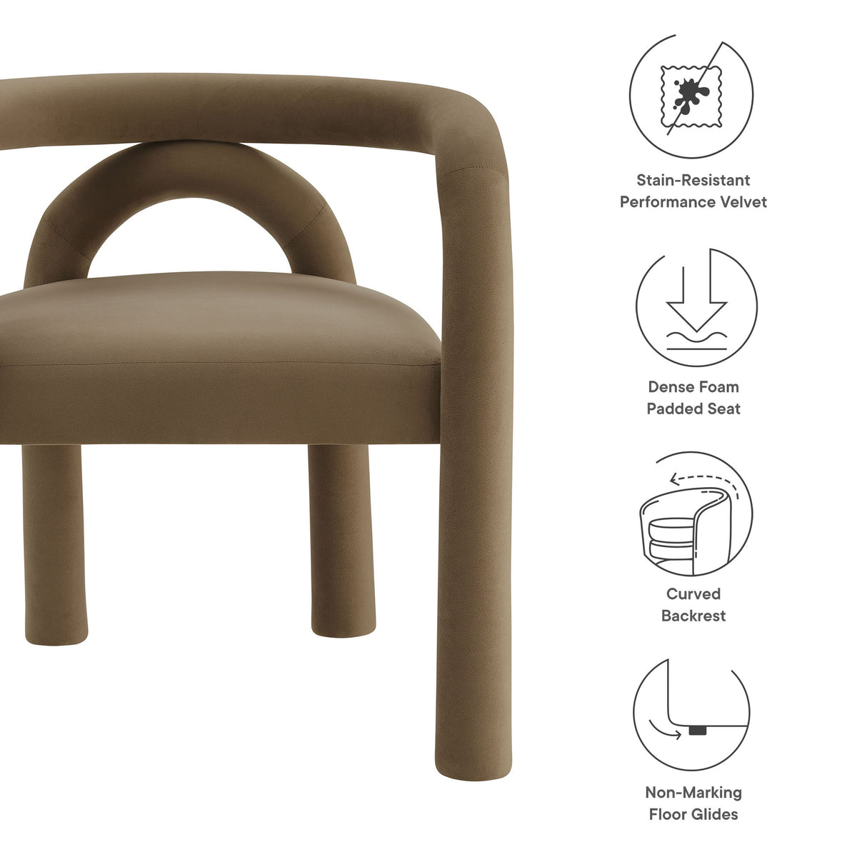 Astrid Performance Velvet Dining Chair - Camel