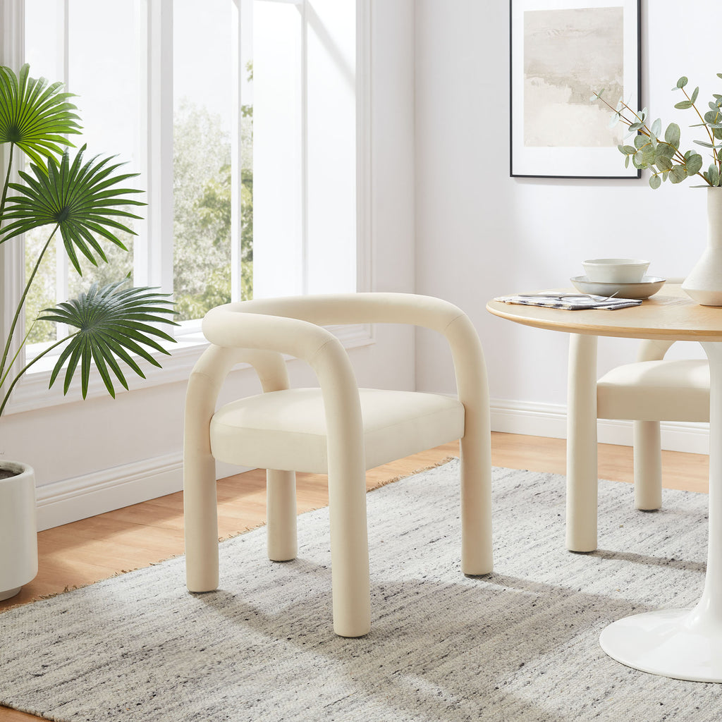 Astrid Performance Velvet Dining Chair - Porcelain