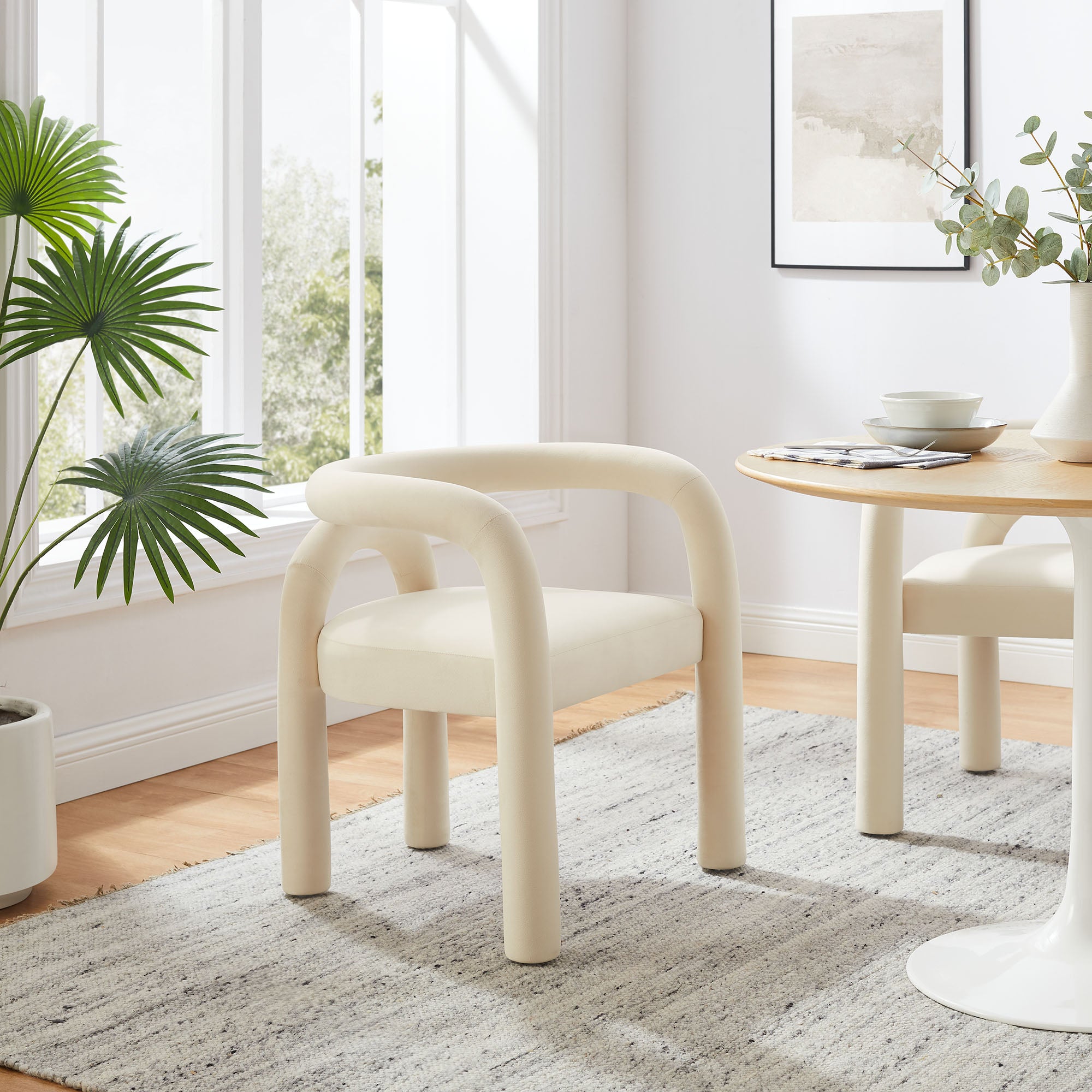 Astrid Performance Velvet Dining Chair - Porcelain