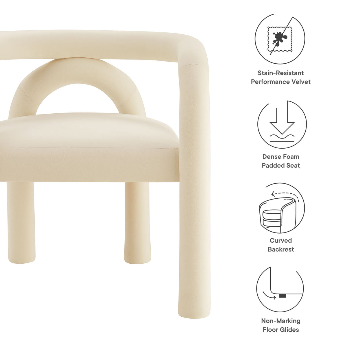 Astrid Performance Velvet Dining Chair - Porcelain