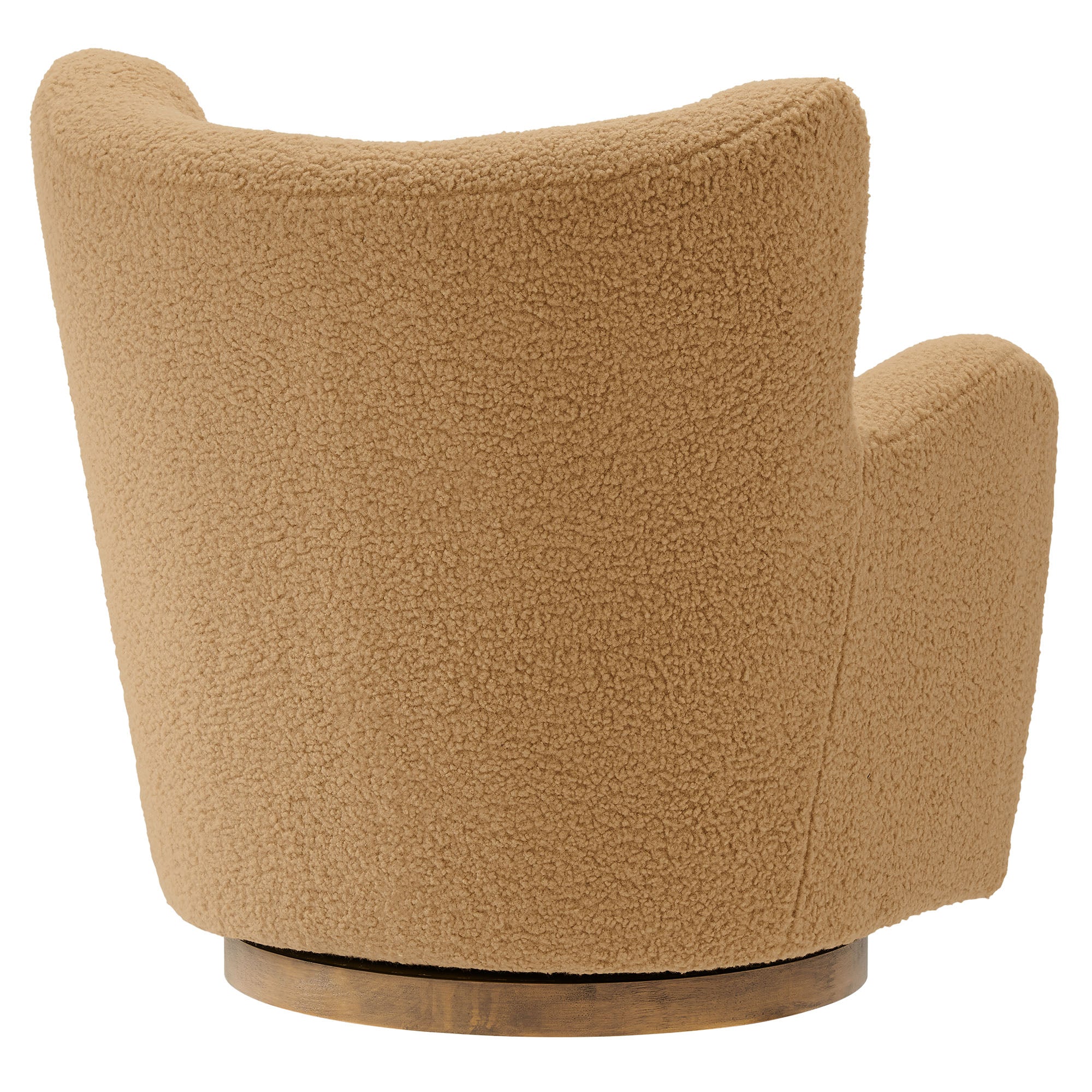 Montrose Wingback Sherpa Swivel Accent Chair - Camel Walnut
