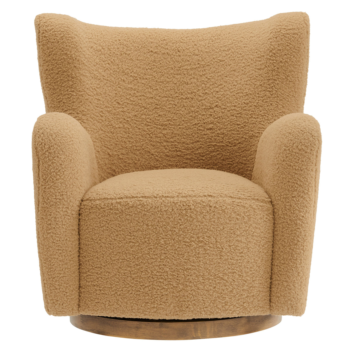 Montrose Wingback Sherpa Swivel Accent Chair - Camel Walnut